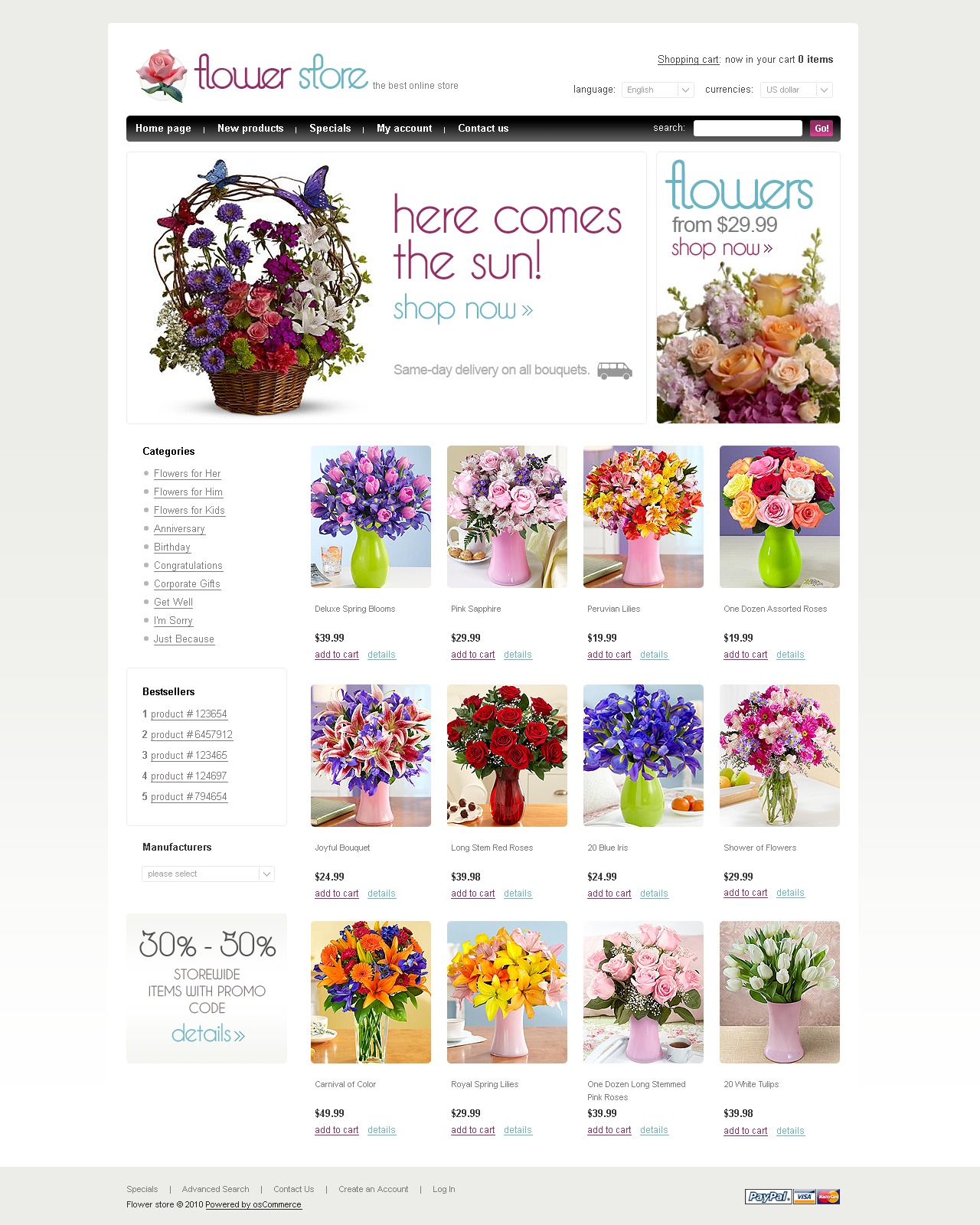 Flower Shop OsCommerce Template #29581