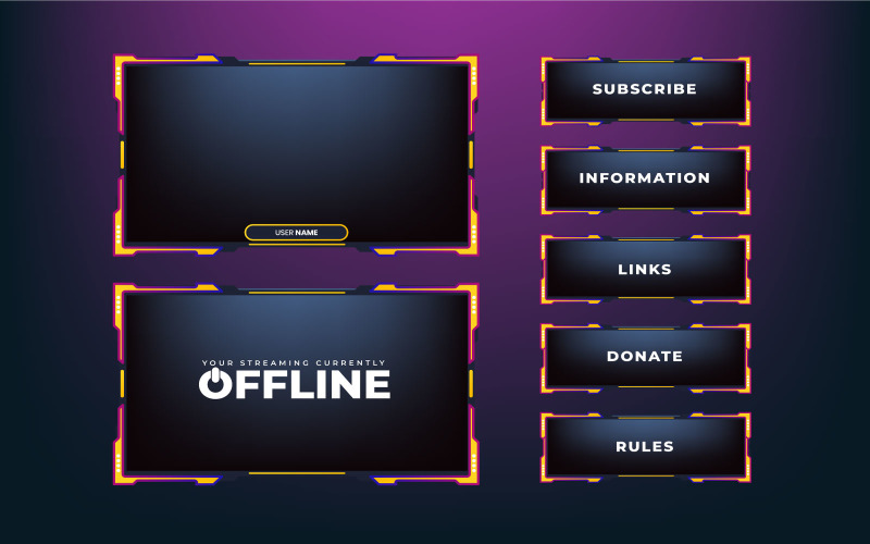 Live Streaming overlay design for gamers Vector Graphic