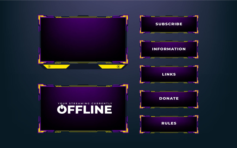 Live streaming overlay screen panel vector Vector Graphic