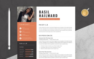 Resume Template with Orenge Accent