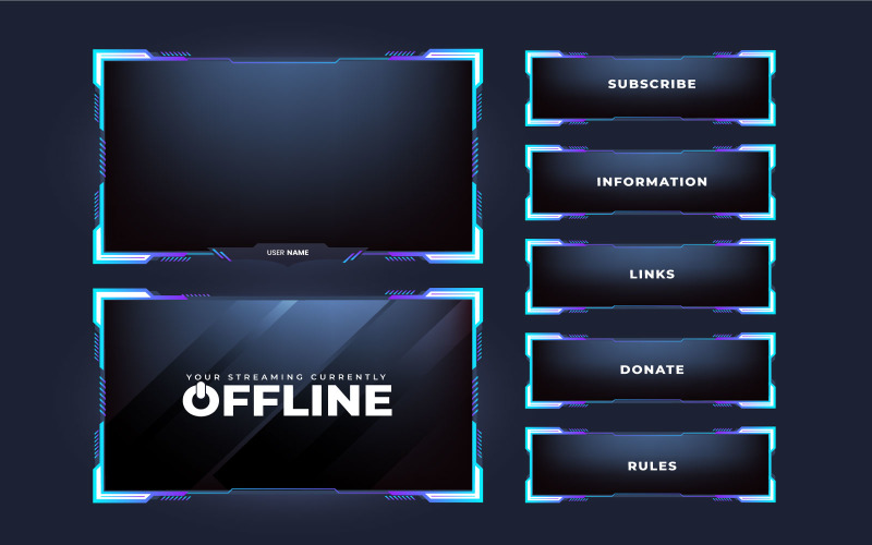 Streaming overlay gaming background Vector Graphic