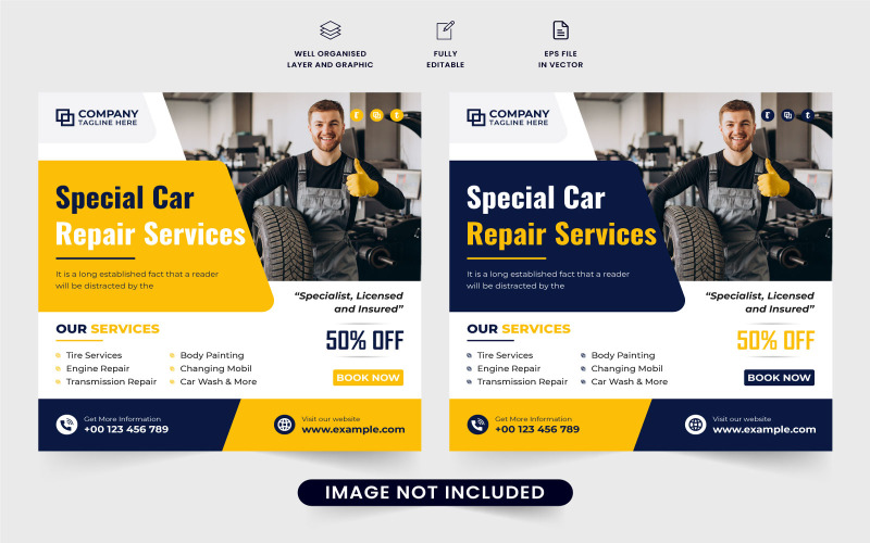 Auto car repair business web banner Social Media
