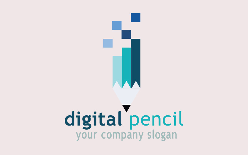 business Digital Pencil Tech Logo Logo Template