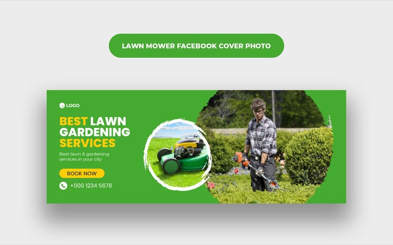 Lawn Mower Facebook Cover Photo Template Social Media
