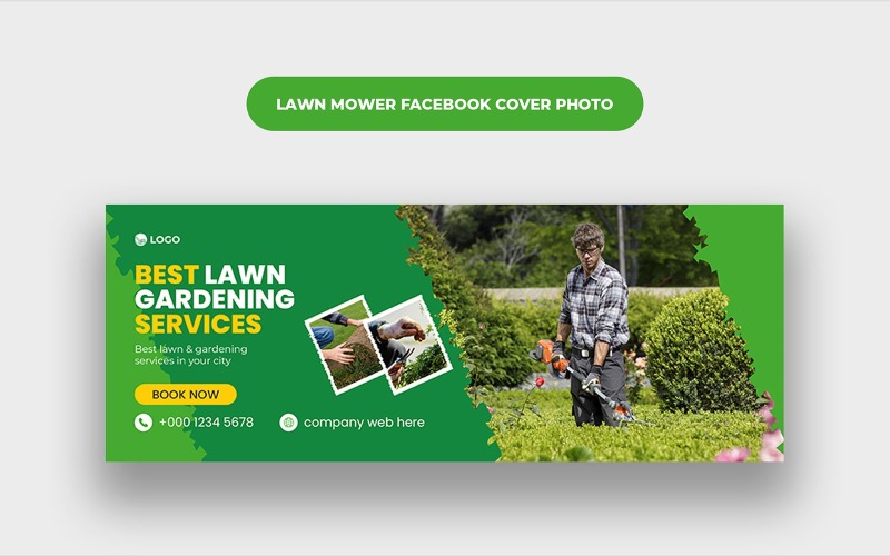 Lawn Mower Facebook Cover Photo Web Banner Social Media