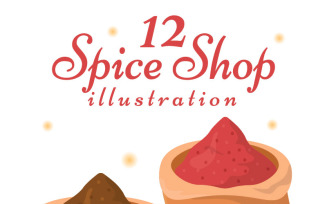 12 Spice Shop and Seasoning Illustration