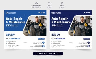 Vehicle repair social media post vector