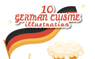 10 German Food and Drinks Illustration