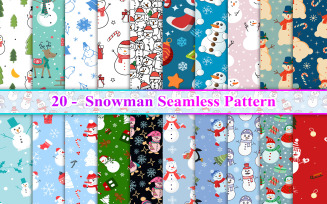 Snowman Seamless Pattern, Christmas Snowman Seamless Pattern, Winter Snowman Seamless Pattern