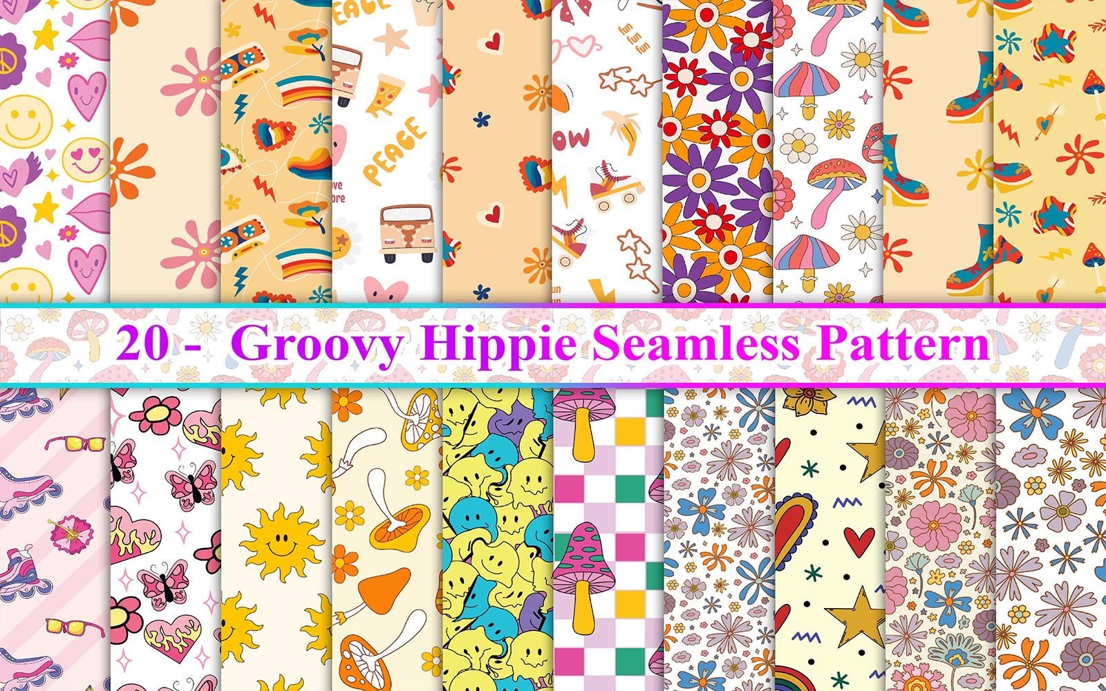 Kit Graphique #295395 Groovy Hippie Divers Modles Web - Logo template Preview