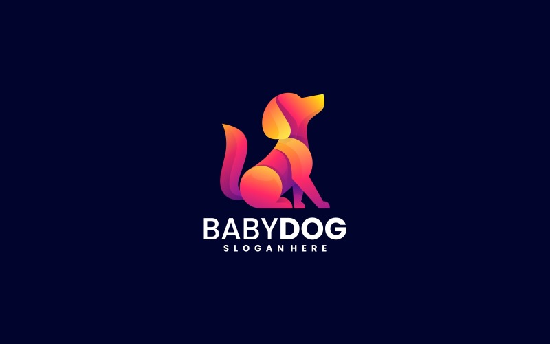 Baby Dog Gradient Logo Style Logo Template