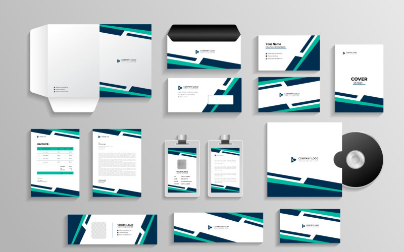 Business branding identity with office stationery items and objects Mockup set concept Illustration