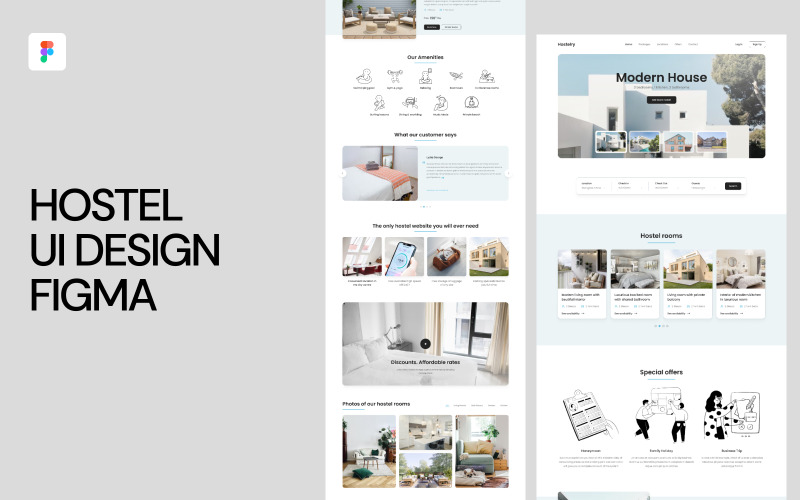 Hostel UI Design Figma Website UI Element