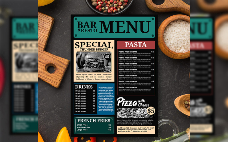 Retro restaurant menu - flyer template Corporate Identity