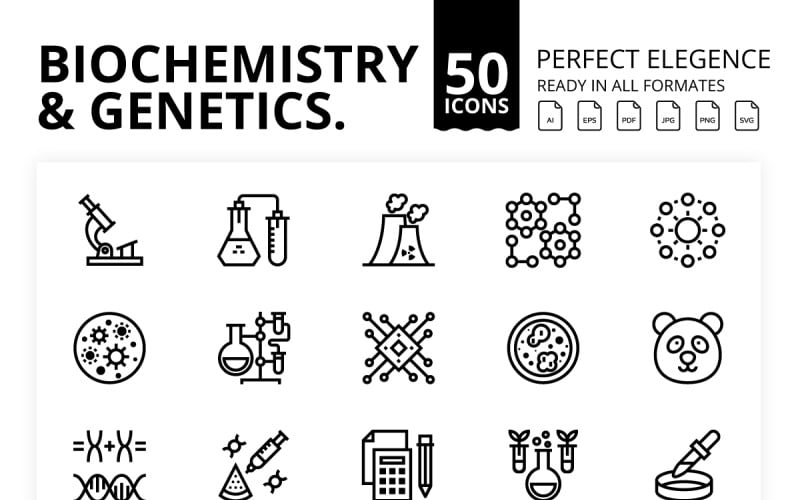 Biochemistry and Genetics Outline Icons Icon Set