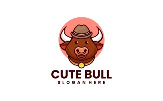 Cute Bull Simple Mascot Logo Style