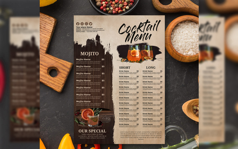 New Cocktails Menu - Flyer Template Corporate Identity