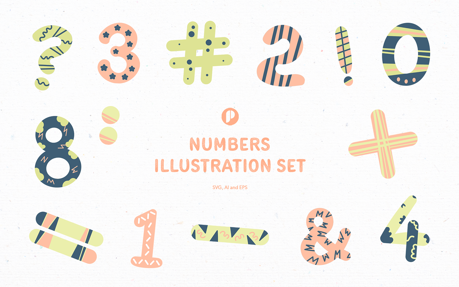 Fun learning numbers illustration set