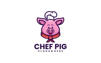 Chef Pig Cartoon Logo Style