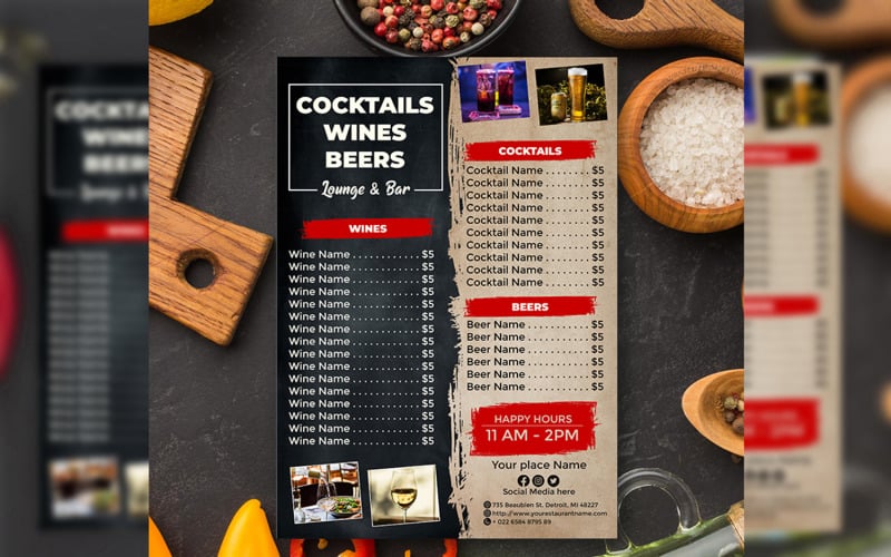 Cocktails Menu - Flyer Template #3 Corporate Identity