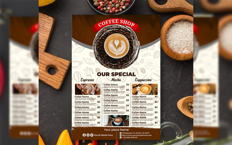 Coffee Menu Flyer Template #3 Corporate Identity