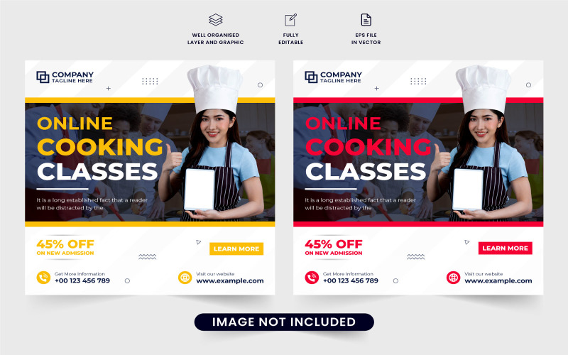 Culinary class promotion template vector Social Media