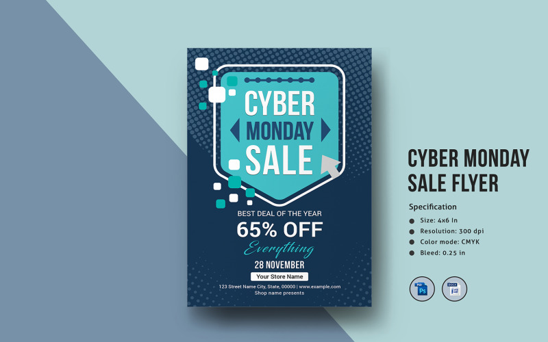 Cyber Monday Promotional Sale Flyer Template Corporate Identity