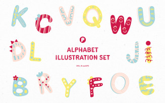 Fun learning alphabet illustration set