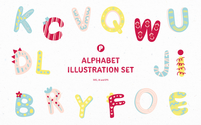 Fun learning alphabet illustration set Illustration