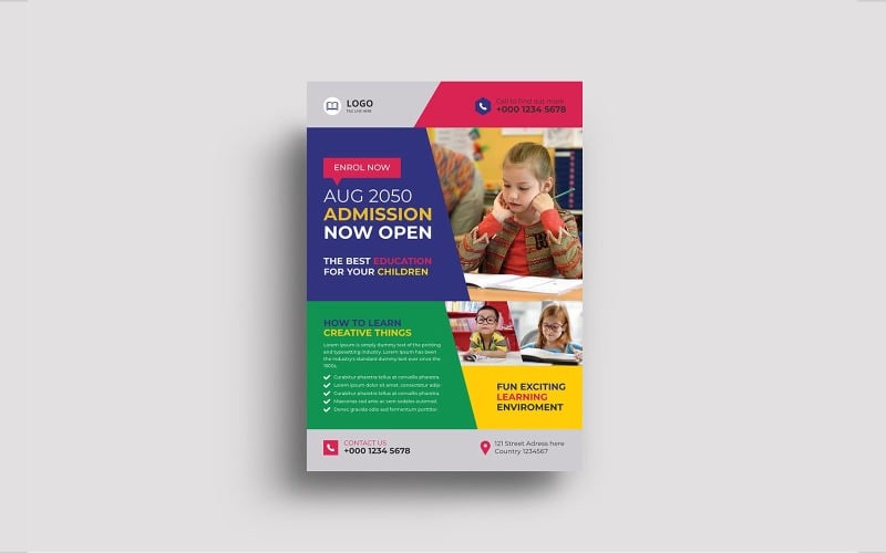 Kids School Admission Flyer Poster Template Corporate Identity
