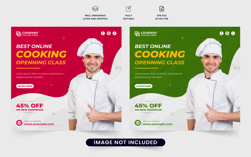 Online cooking lesson marketing vector Social Media