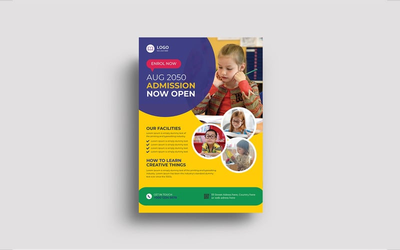 School Admission Flyer Poster Template Corporate Identity