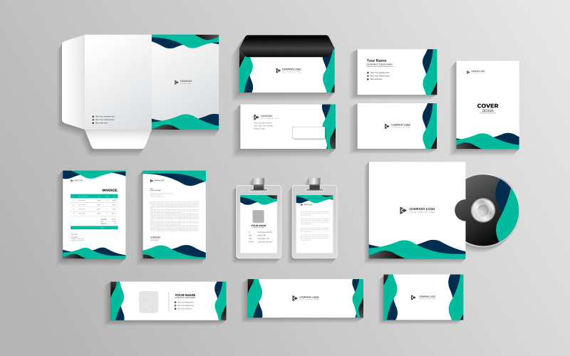 Corporate branding identity with office stationery item Illustration
