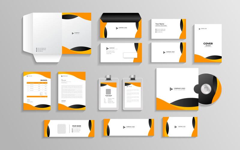 Corporate branding identity with office stationery items set Illustration
