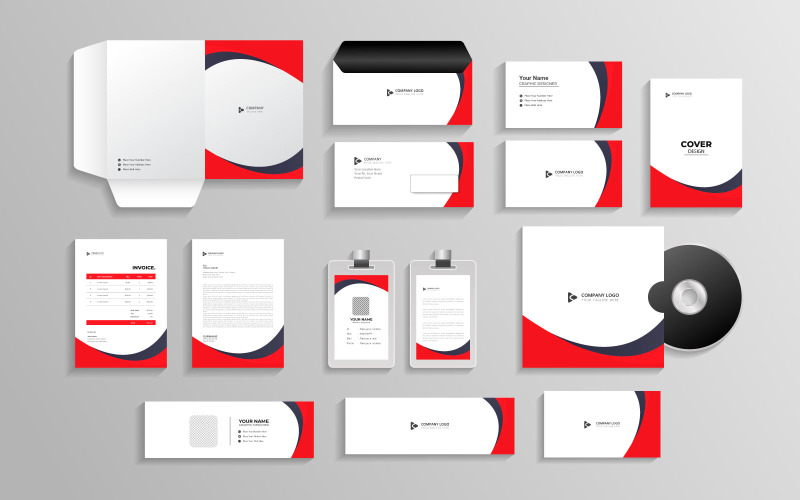 Corporate branding identity with office stationery items Illustration