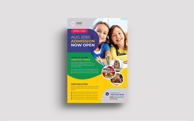 Kid's Education School Flyer Design Template Corporate Identity