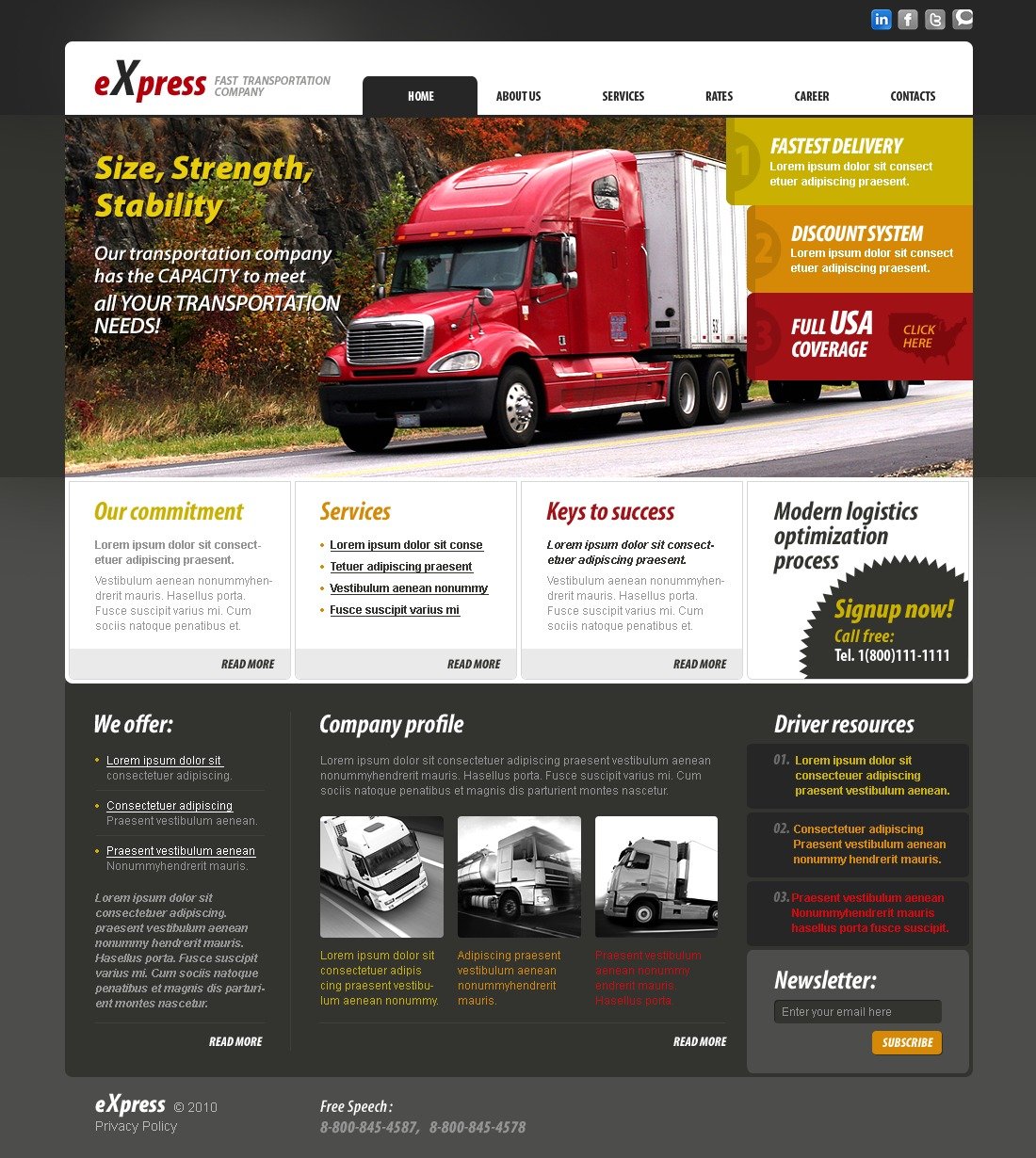 Free Trucking Website Template