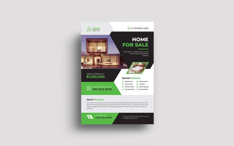 Modern Real Estate Home Sale Flyer Template Corporate Identity