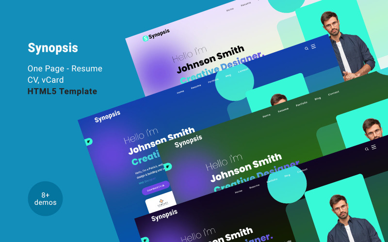 Synopsis - One Page Resume / CV / vCard HTML5 Template Landing Page Template