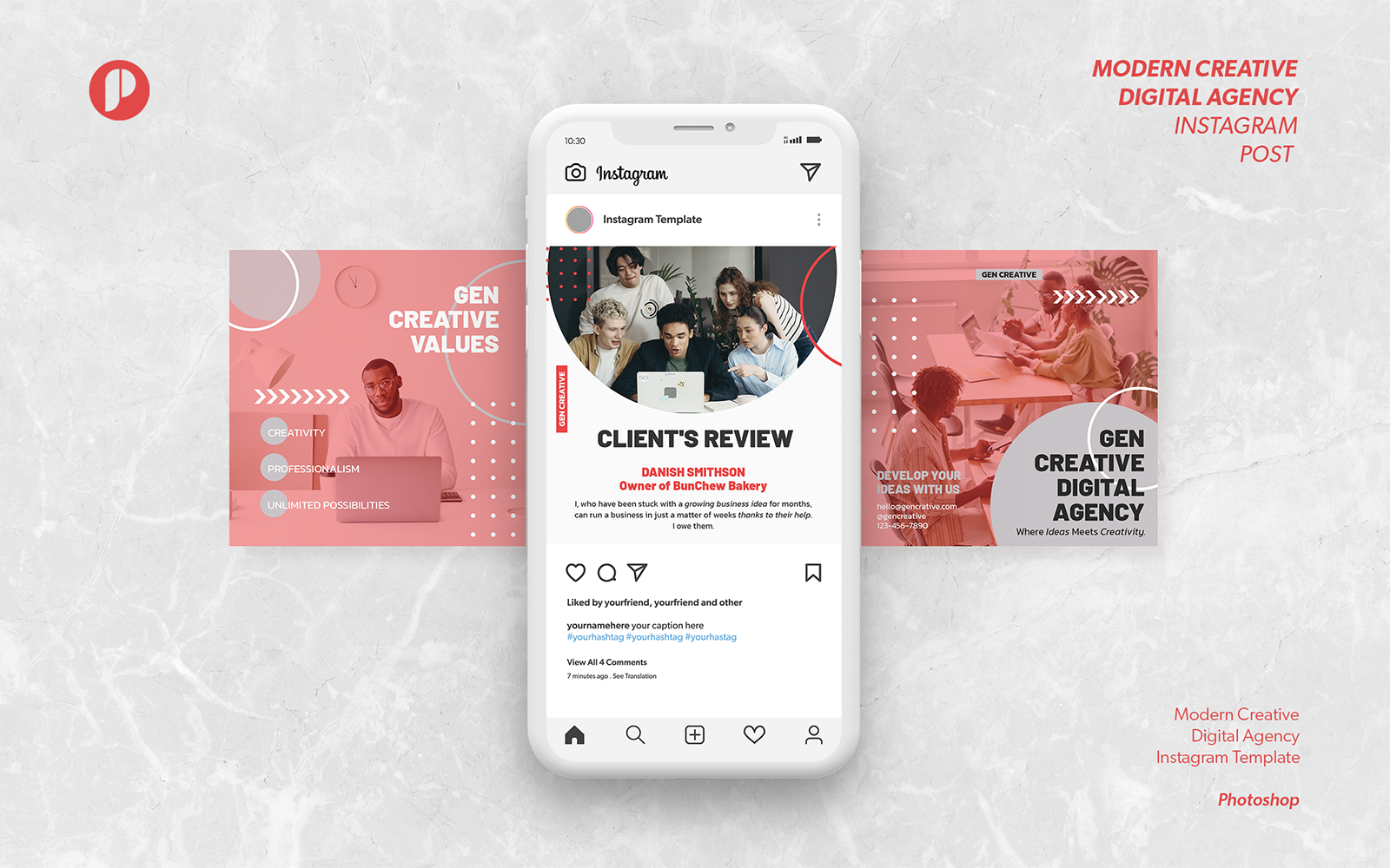 Beauty red and white modern creative digital agency instagram post