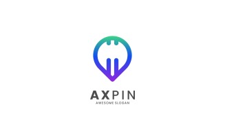 Ax Pin Line Art Logo Style