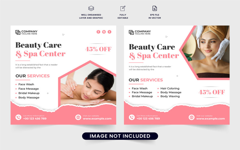 Beauty care service web banner vector Social Media