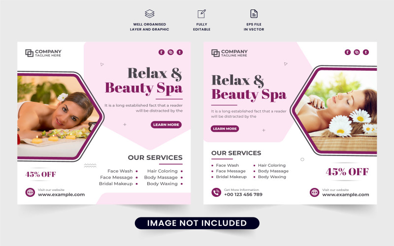 Beauty massage service poster design Social Media
