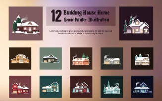 12 Building House Home Snow Winter Illustration