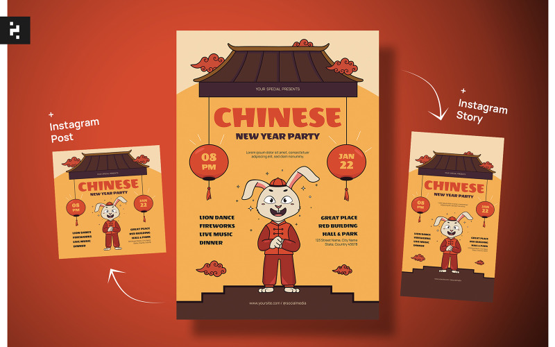 Chinese New Year Celebration Flyer Corporate Identity