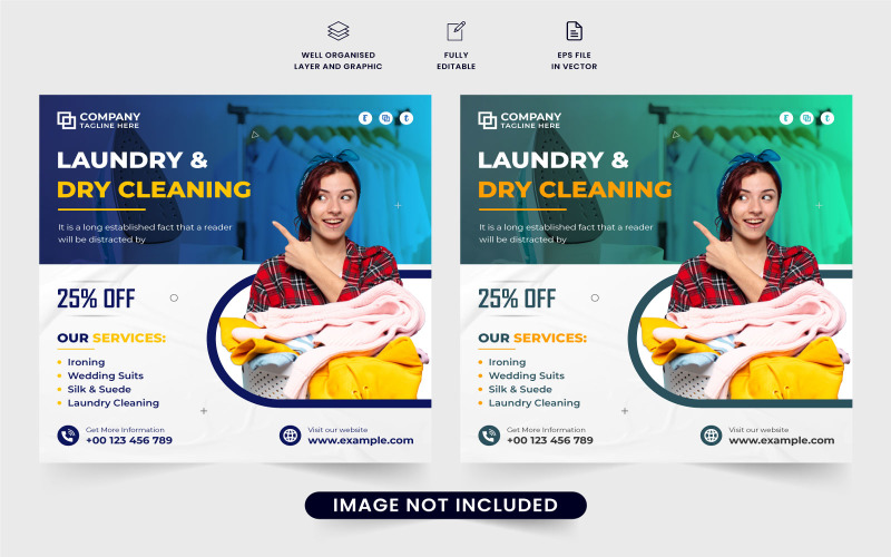 Cloth washing marketing poster design Social Media