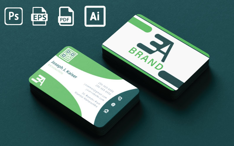 Green Business Card Template - Business Card Corporate Identity