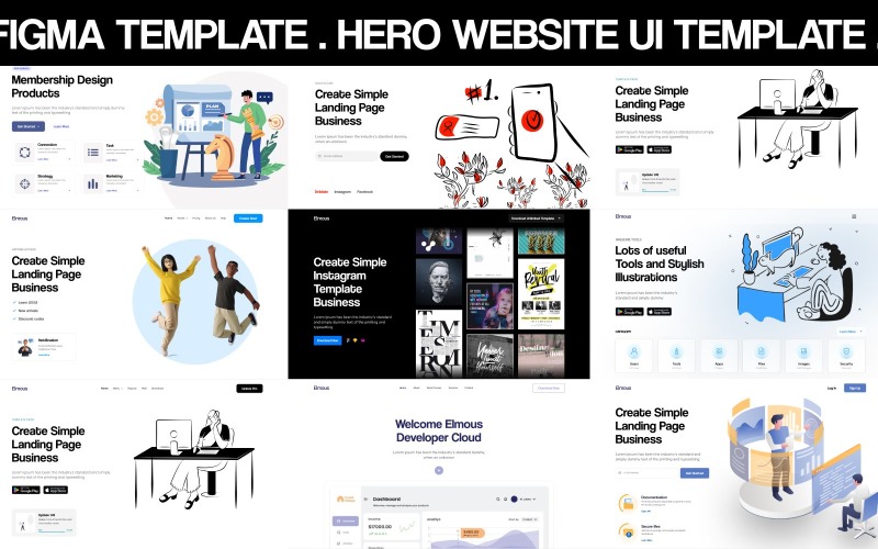 Hero Website UI Figma Template UI Element