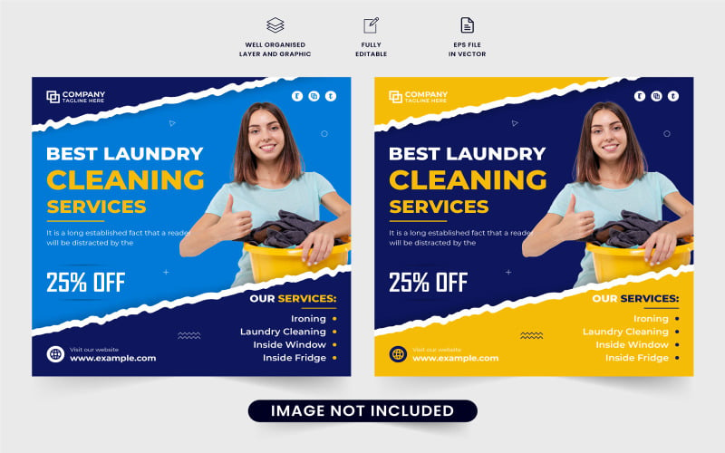Laundry business marketing template Social Media