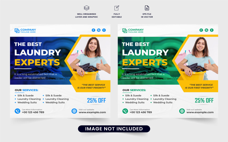 Laundry business promotion template Social Media